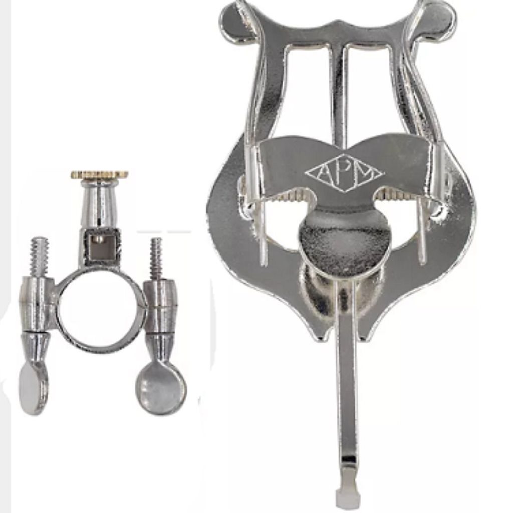 AMRO Silver Bach Style Trumpet Clamp on Lyre