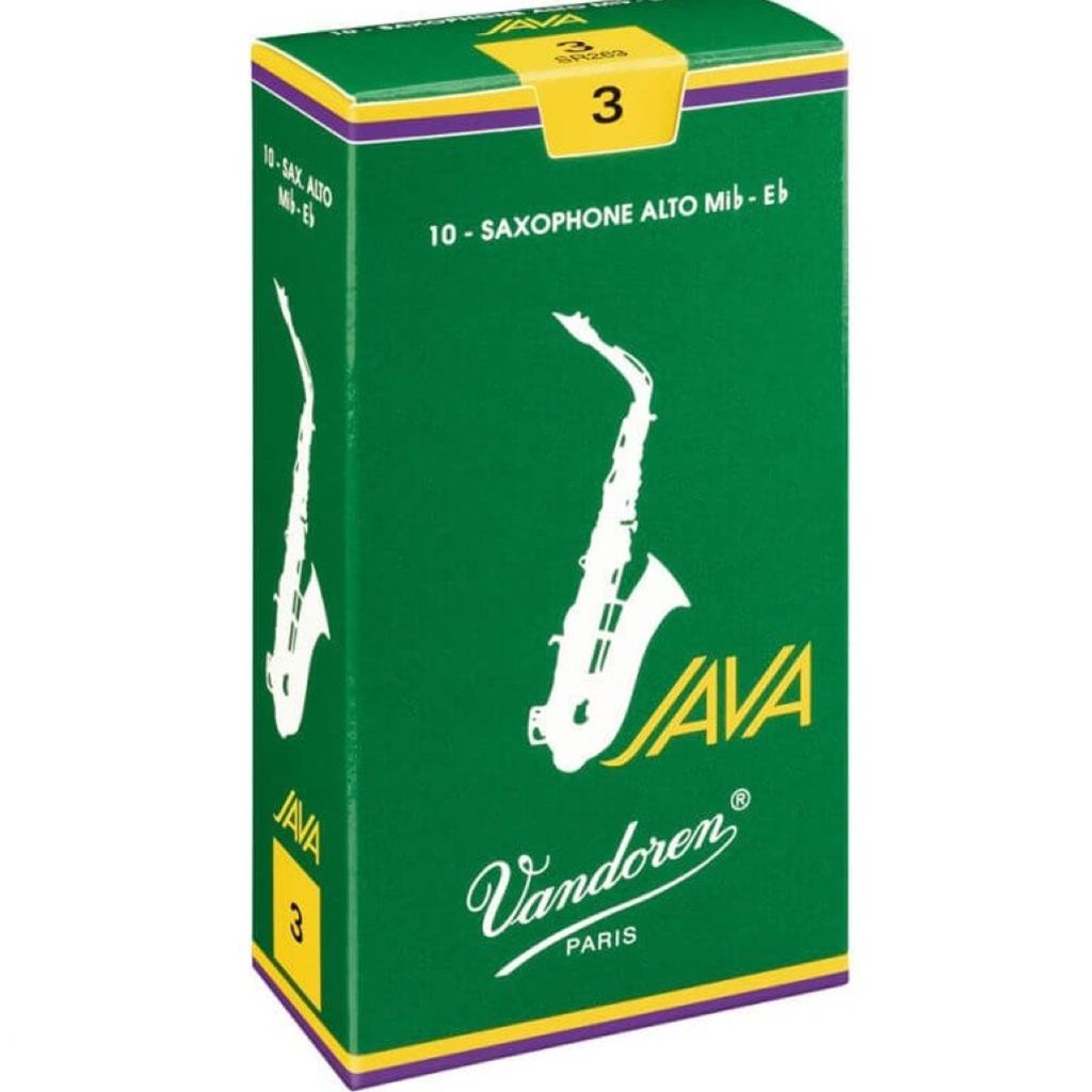 Vandoren #3 Java Green Unfiled Alto Sax Reed 10 Pack